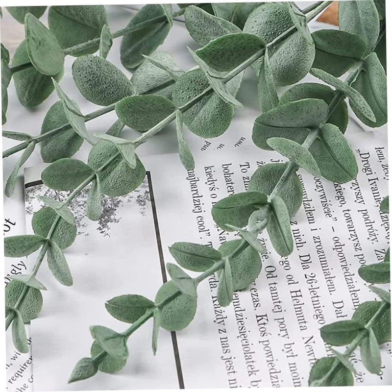 woobles 18 Pcs 15 Inch Artificial Eucalyptus Leaves Stems Branches Outdoor Simulation Greenery Plants Tall Faux Real Touch Decor for Wedding Bouquet Vase Floral Arrangement Home Filler Jungle Theme - Image 4